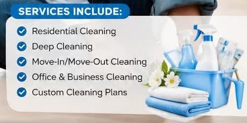 Cleaning supplies ready for a home cleaning visit